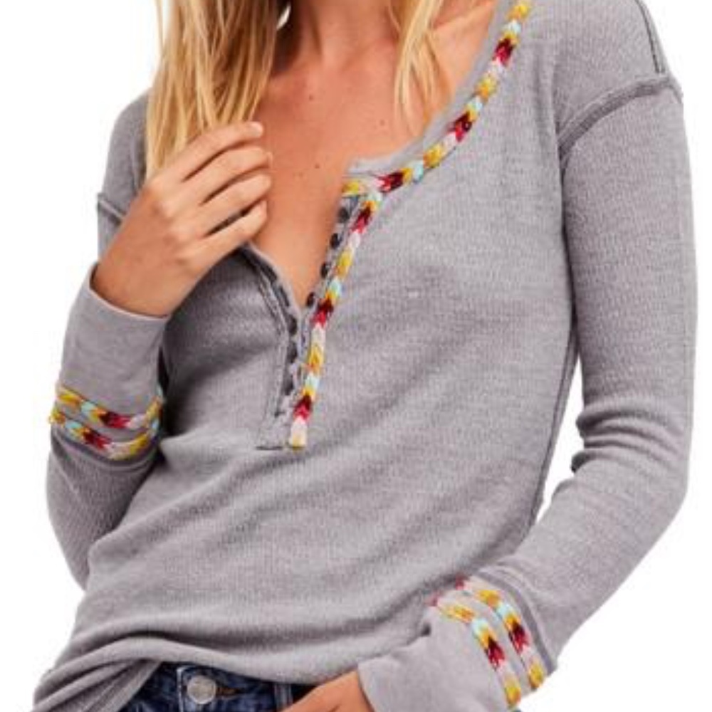 Rainbow Thermal Henley Top Free People
